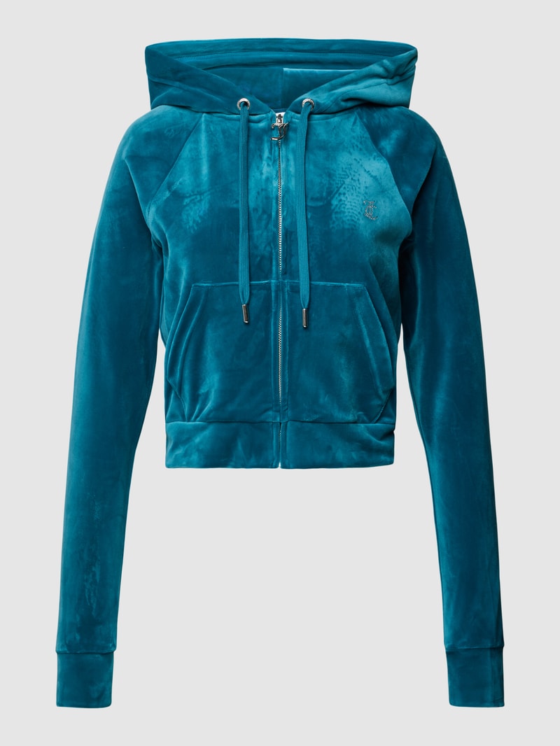 Sweatjacke mit Ziersteinbesatz Modell 'MADISON' in petrol