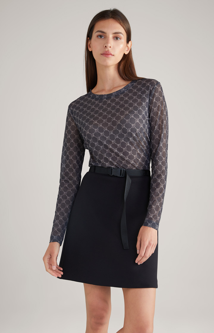 Mesh-Langarm-Shirt in Grau gemustert