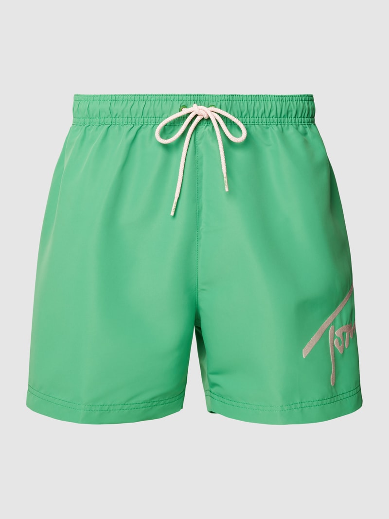 Badehose mit Label-Print in grün