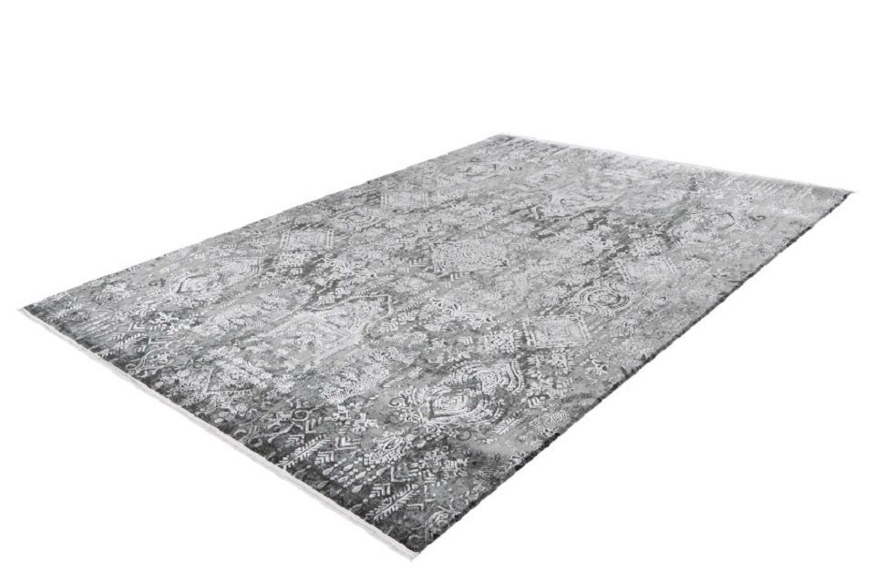 Teppich Teppich modern Design, grau, Pierre Cardin, rechteckig, Höhe: 10 mm, Vintagedesign, Jacquard Muster, 3D Effekt, mit Fransen, für Wohnzimmer, Esszimmer, Schlafzimmer, Garderobe & Flur, Gästezimmer, Arbeitszimer