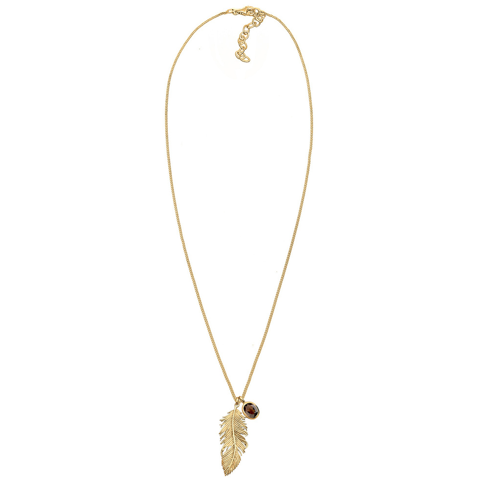 Elli Elli Collier Feder Boho Hippie Rauchquartz 925 Silber collier