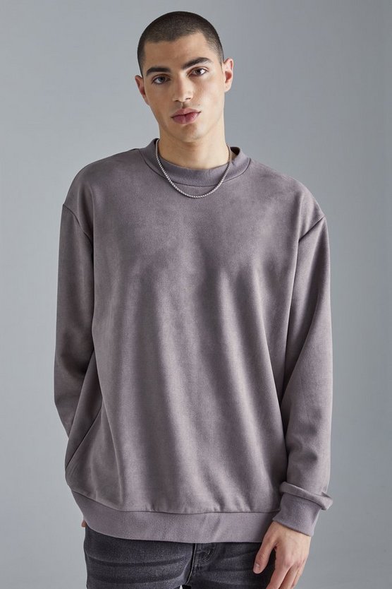 Oversize Sweatshirt aus Wildleder-Imitat