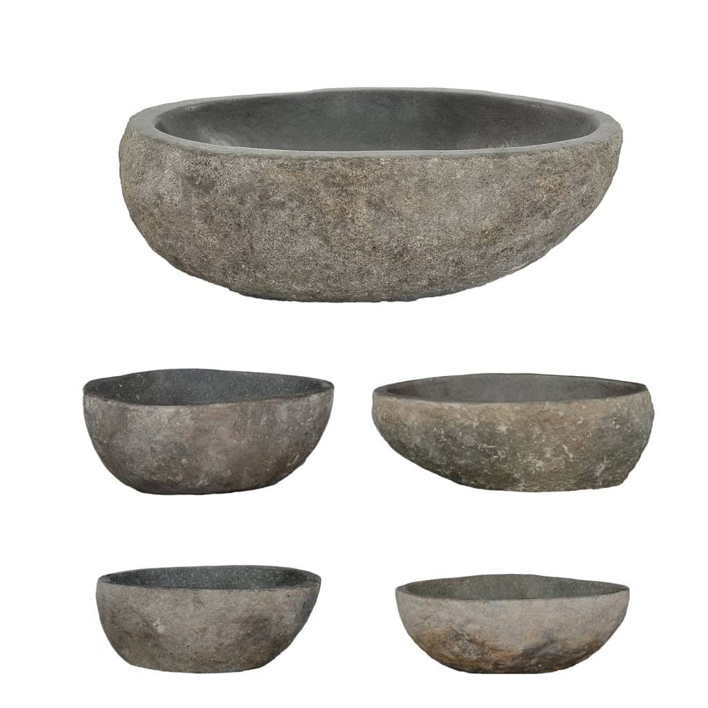 vidaXL Waschbecken Waschbecken Flussstein Oval 30 cm x 12 cm x 31 cm braun