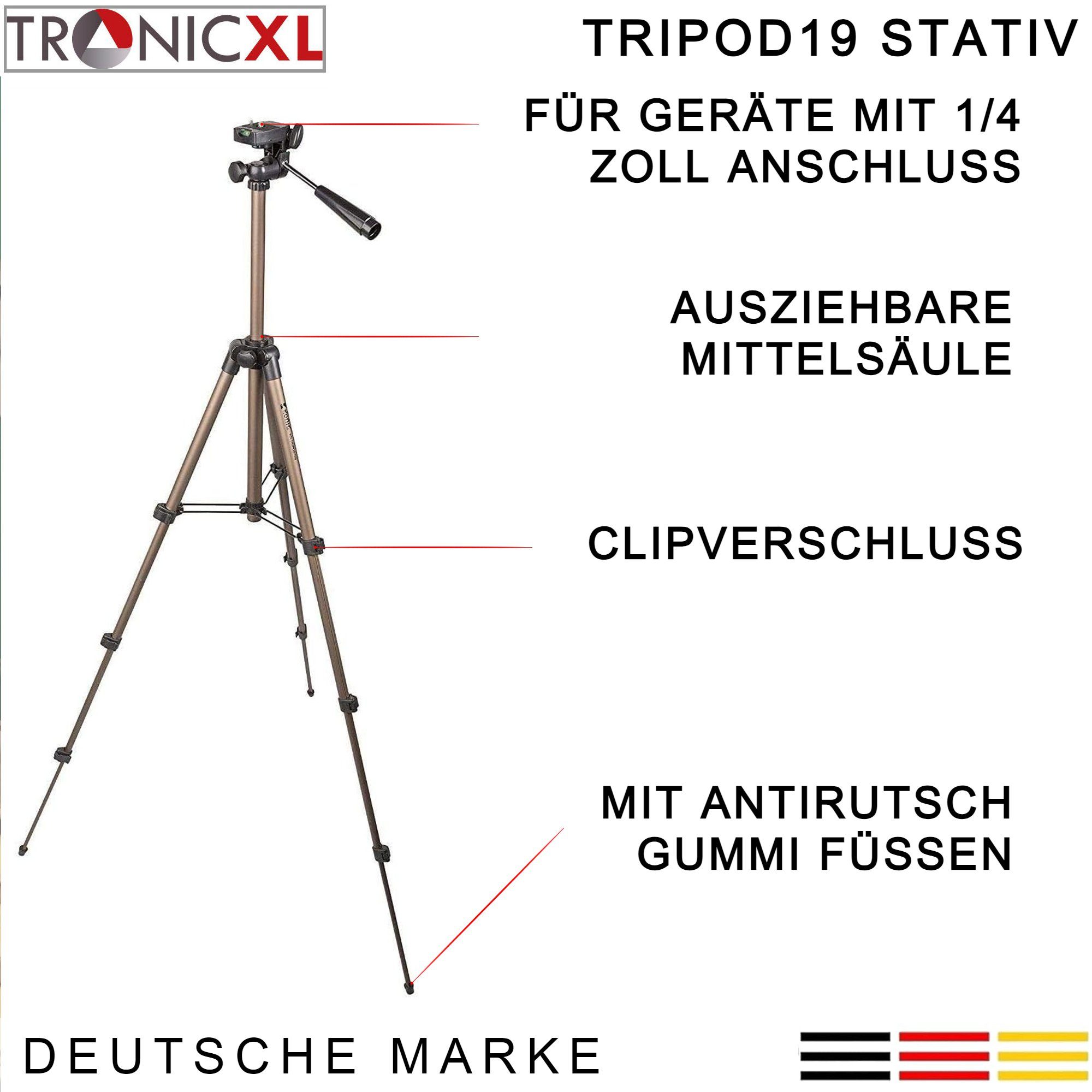 TronicXL TRIPOD 19 Stativ für Fernglas Spektiv Baader Nikon Bresser Vivid Fernglas