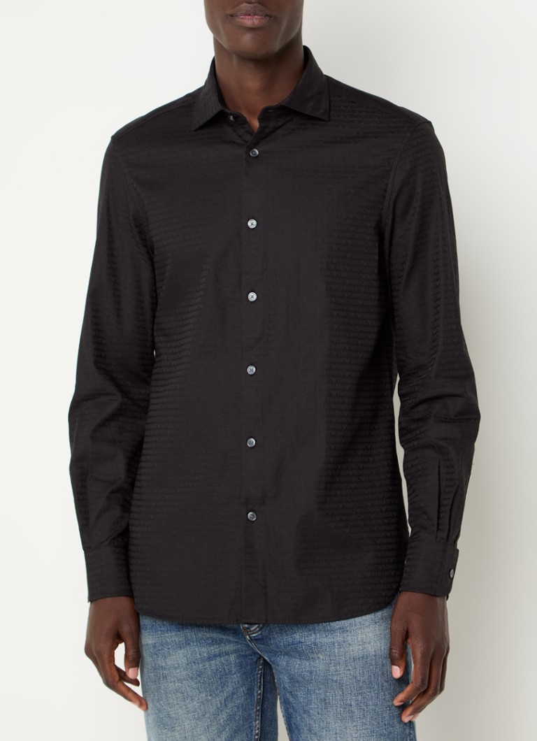 Cămașă Emporio Armani cu croială clasică și logo imprimat.