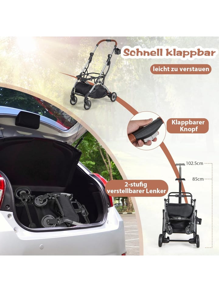 COSTWAY 3 in 1 Hundewagen in Grau günstig kaufen 78 cm