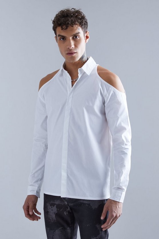 Hemd mit Cut-Out und verdeckter Knopfleiste
