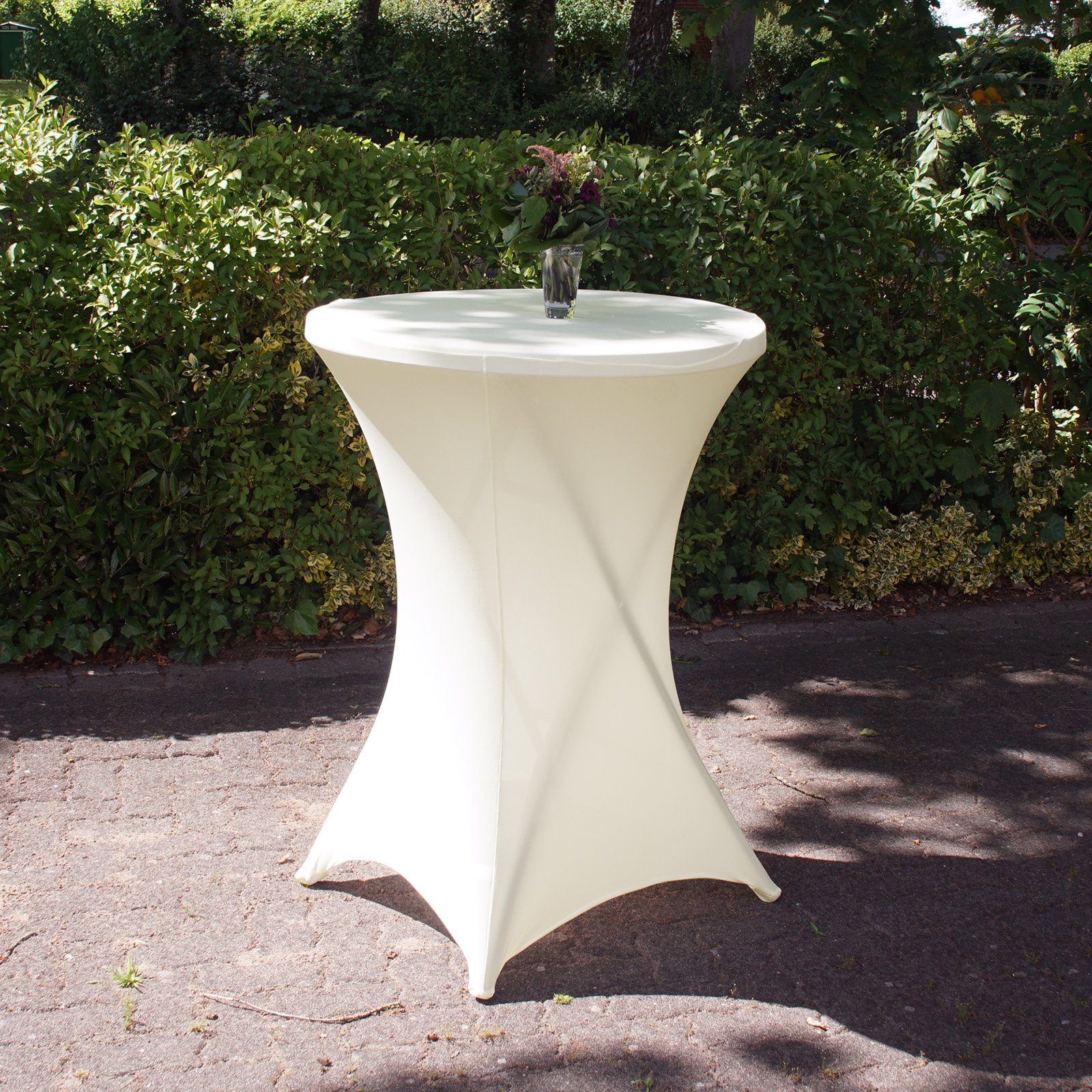 TRUTZHOLM Stehtisch Set Stehtisch klappbar Ø 80 cm & Husse Tischdecke bügelfrei für Gastro (Set aus Stehtisch und Husse)