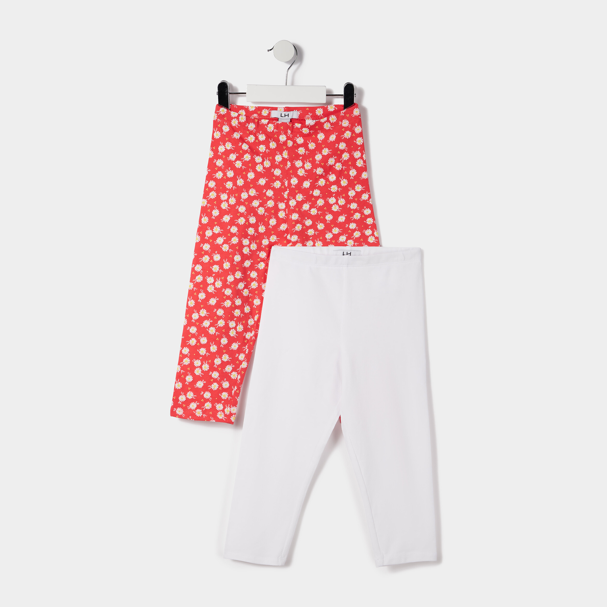 Lot 2 leggings élastiqués 7 8ème rouge corail fille | La Halle