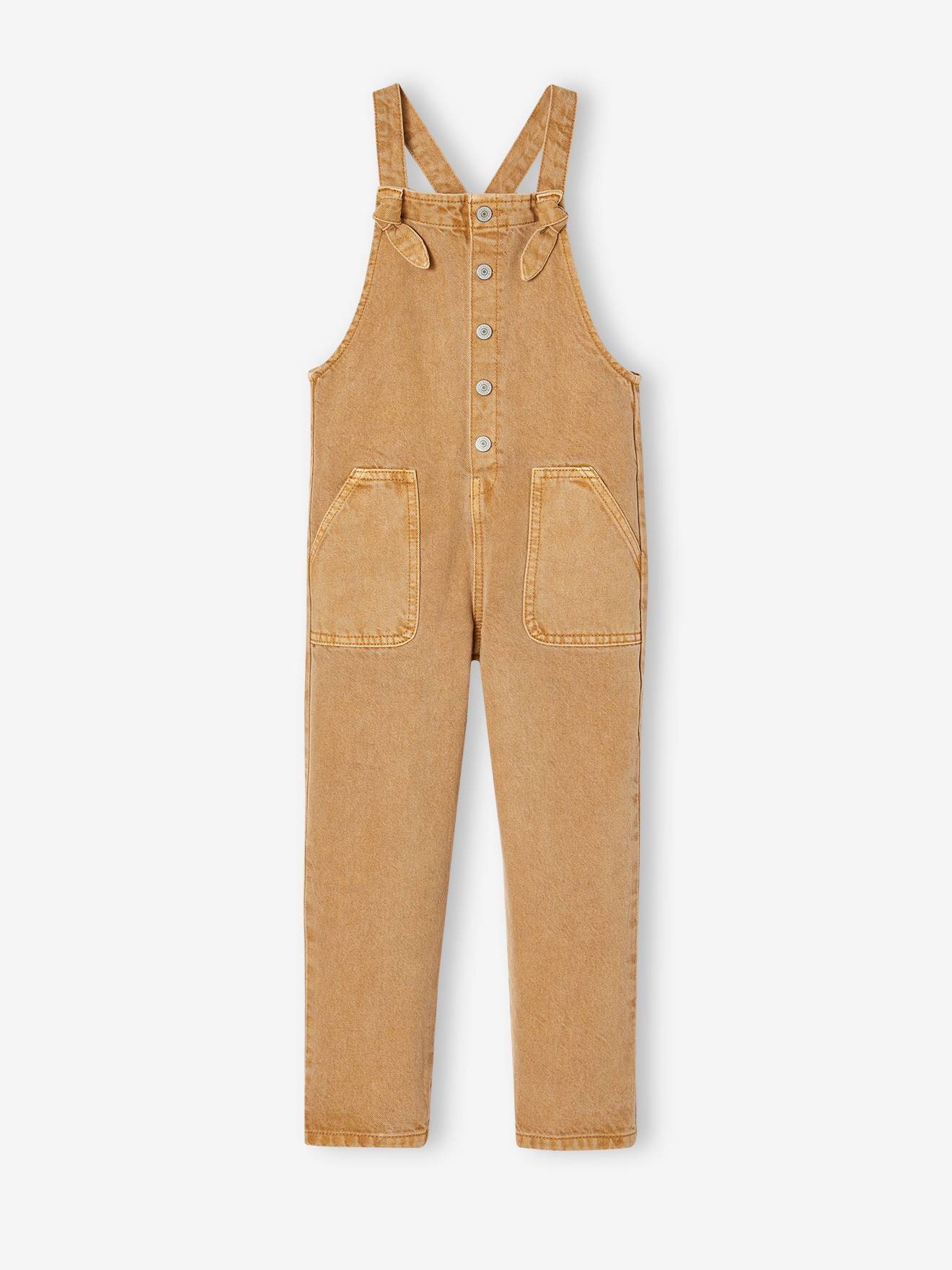 Salopette style charpentier fille taupe