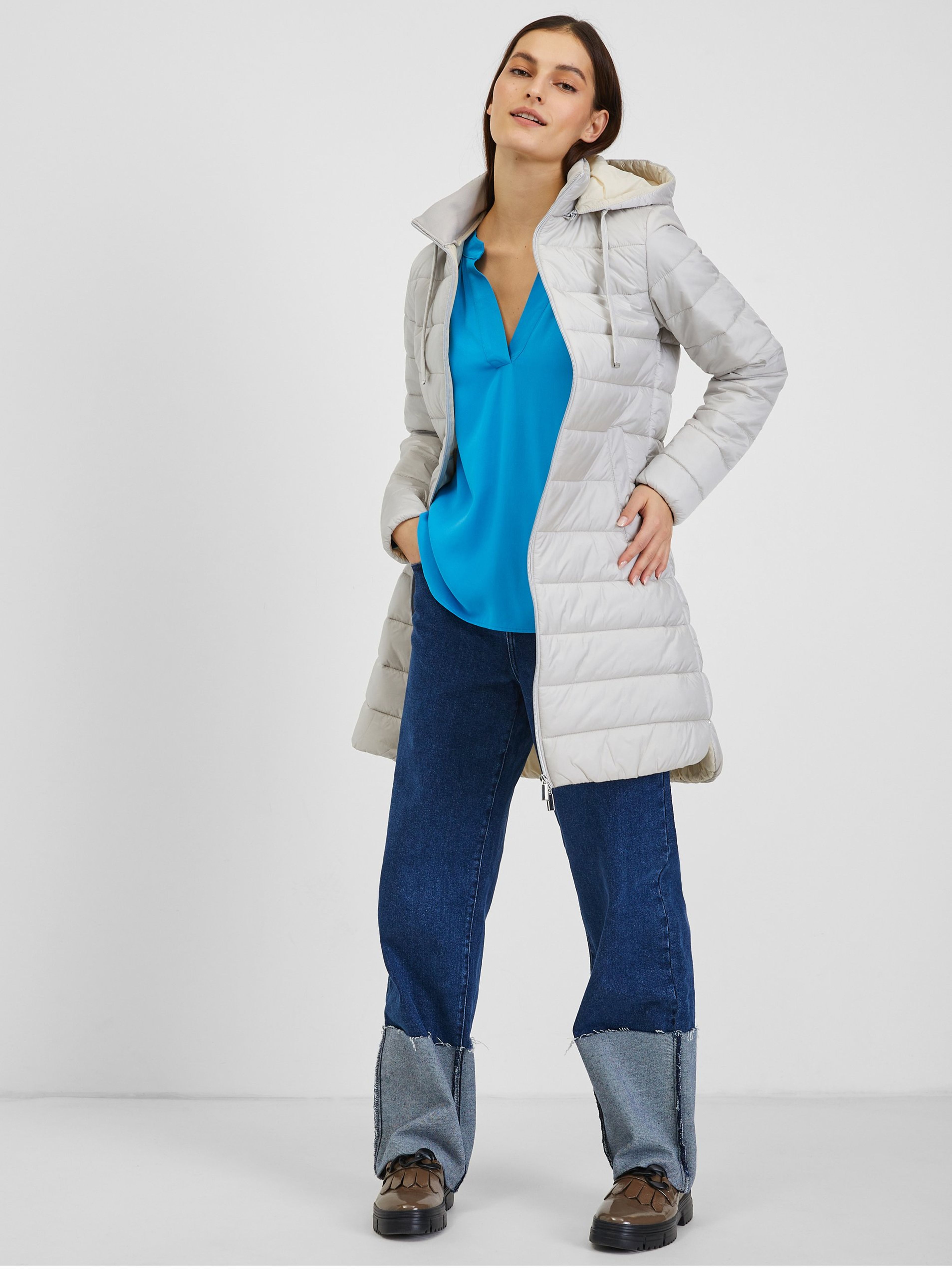 Hellblauer Winter-Steppmantel ORSAY
