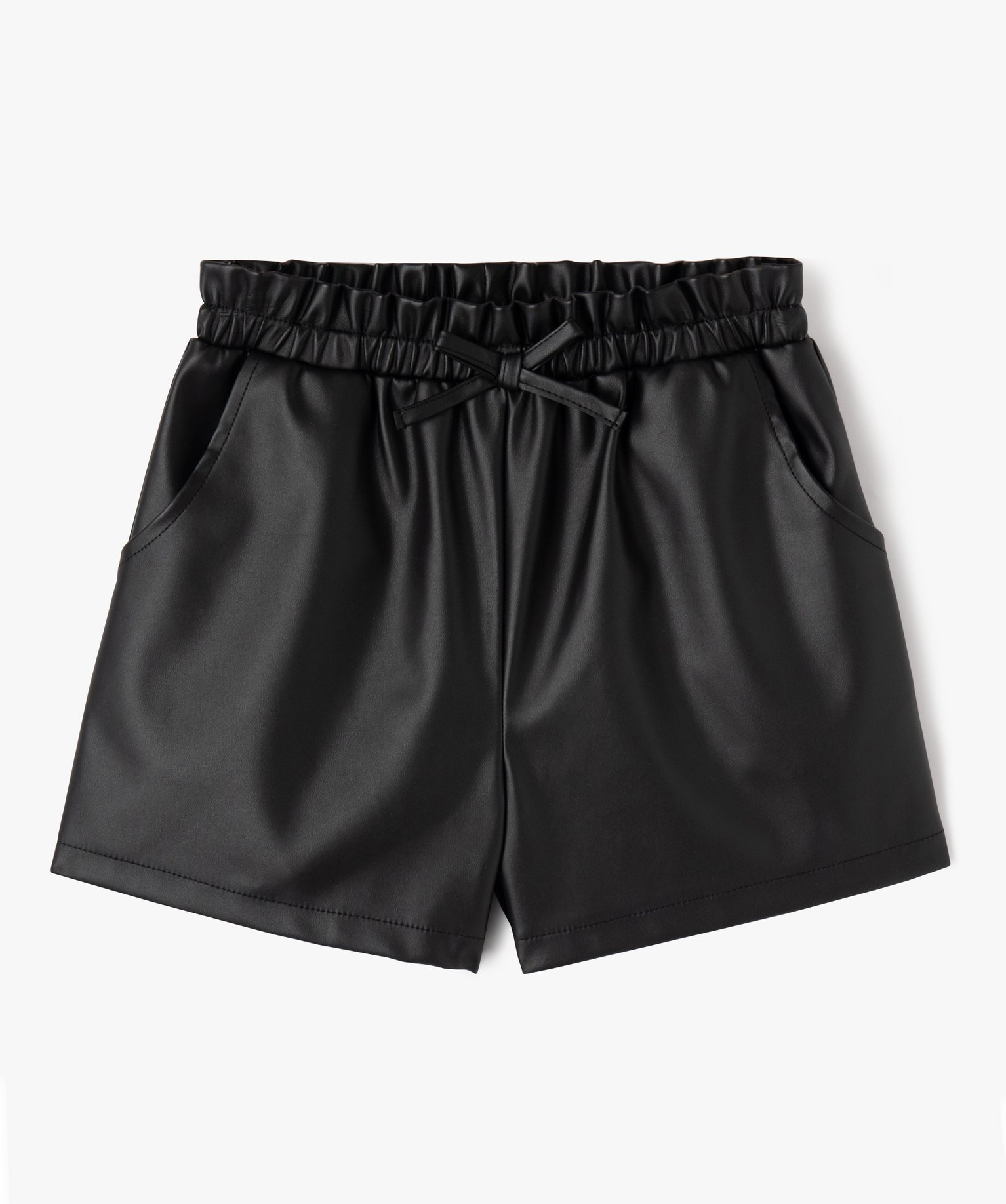 Short en matière synthétique cuir imitation fille noir | GEMO