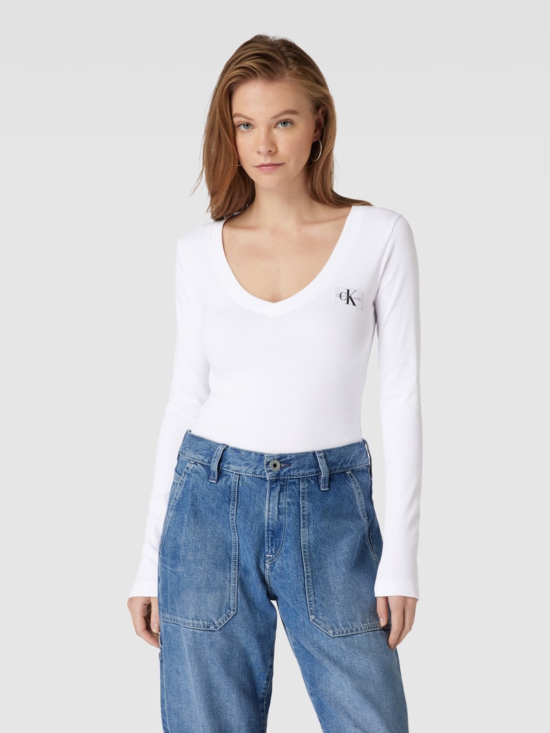 Longsleeve mit Label-Patch in weiss