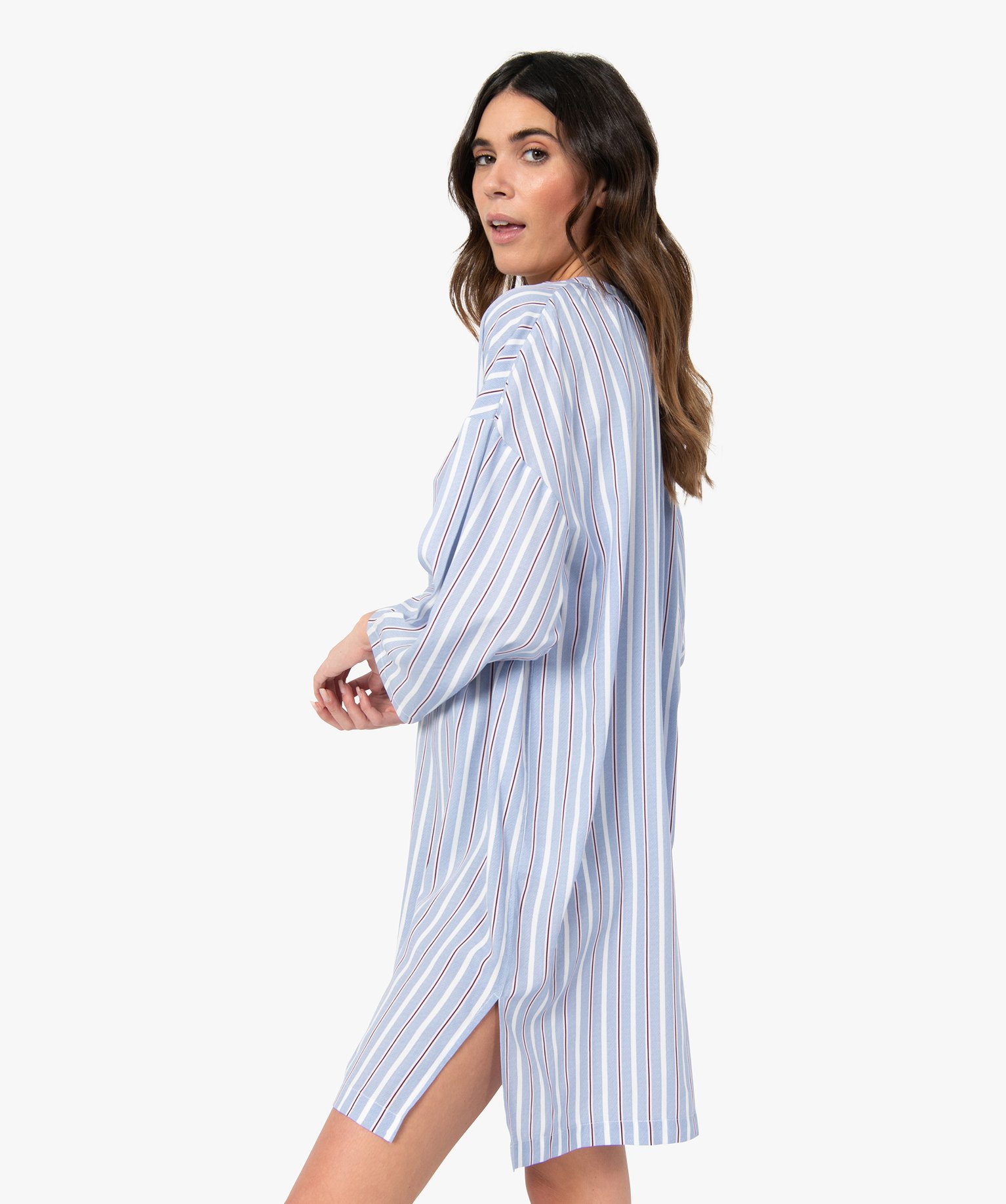 Chemise de nuit femme à manches 3/4 raye | GEMO