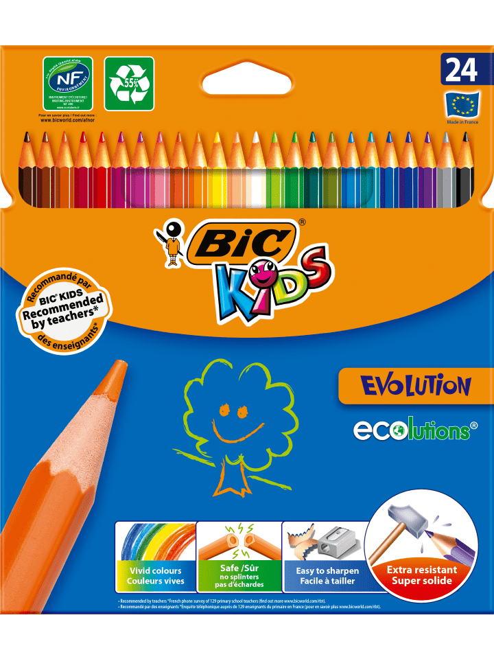 Bic Kids Buntstifte ECOlutions Evolution, zum Malen in 24 Farben, im Karton Etui, ab günstig kaufen onesize
