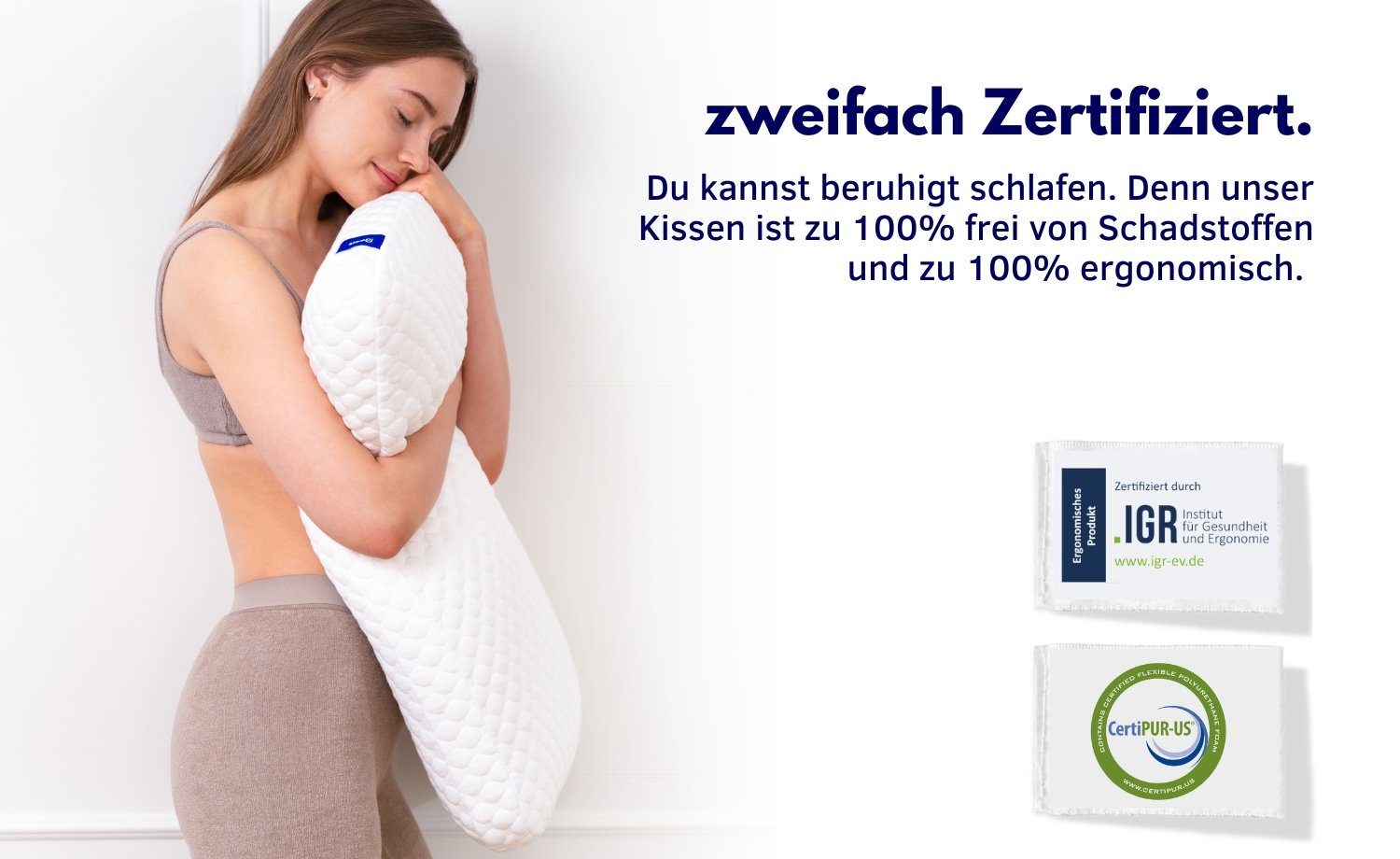 Nackenstützkissen Comfort, SLEEPI, Füllung: Visco-Memory Foam, Bezug: TENCEL®, Rückenschläfer, Seitenschläfer, Bauchschläfer, Set, Innenbezug (100% Baumwolle) / Außenbezug (70% Microfaser / 30% Tencel), Optimale Druckentlastung & Nackenunterstützung