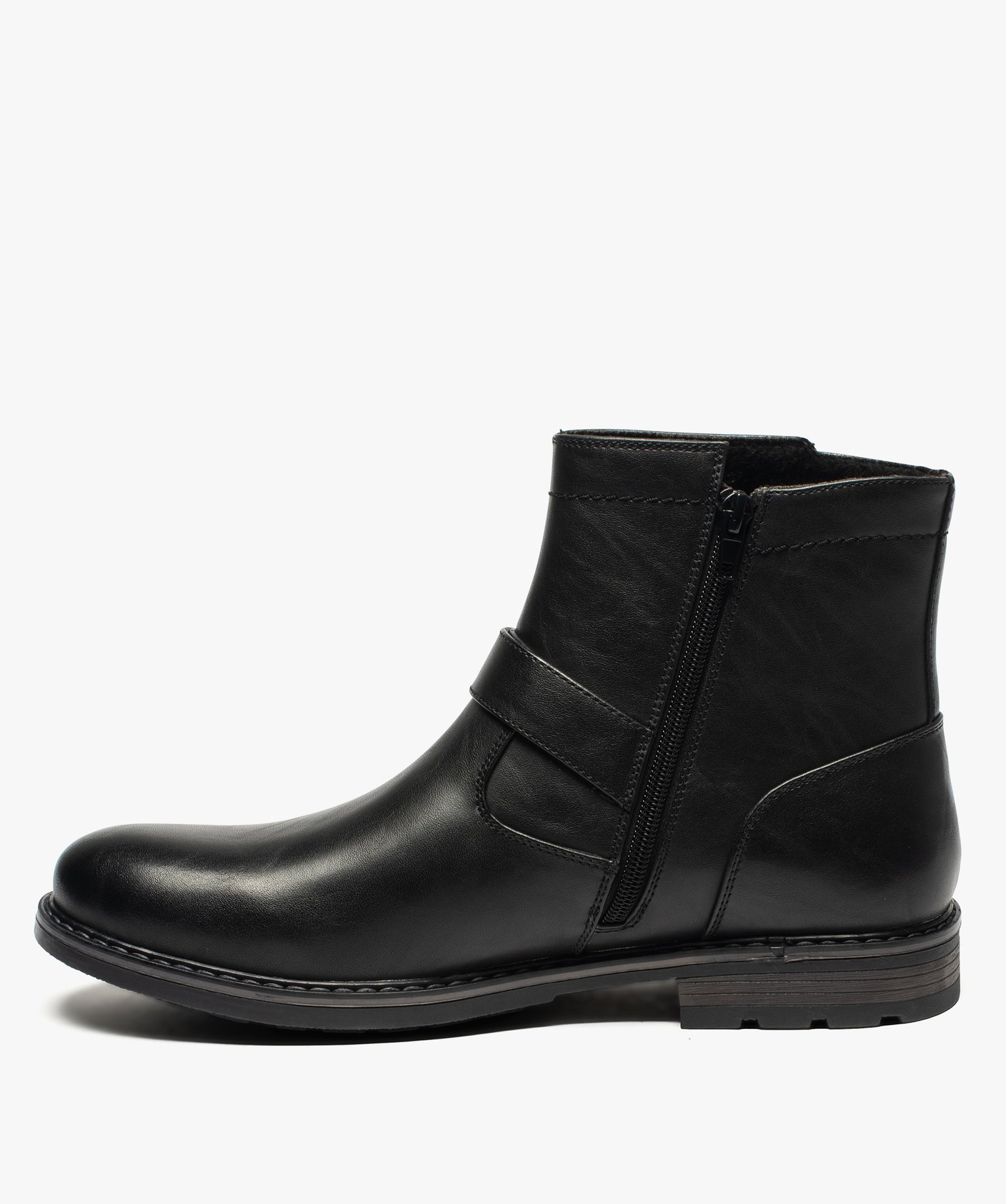 Boots homme à boucles décoratives et doublure chaude noir | GEMO