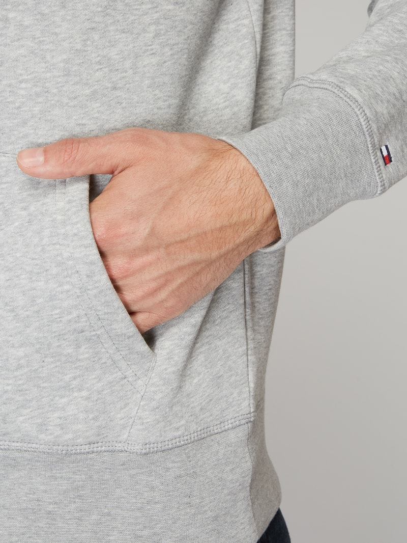 Hoodie mit Logo-Stickerei in hellgrau meliert