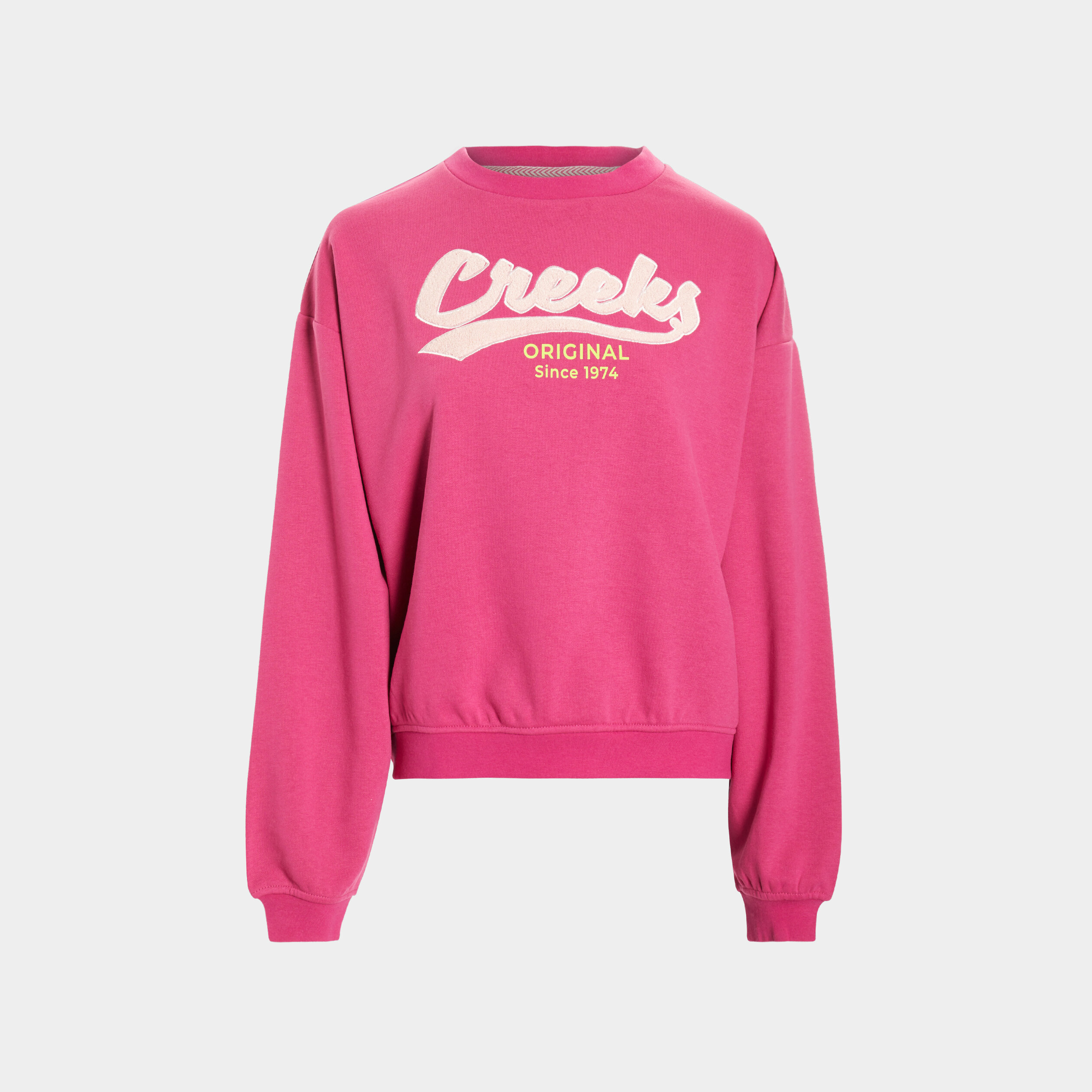 Sweat col rond Creeks rose fushia femme | La Halle