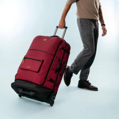 Sibiu burgundy 2-wheel soft suitcase