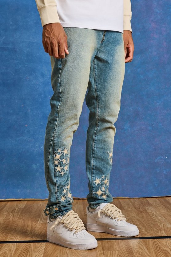 Tall Slim-Fit Jeans mit PU-Applikation
