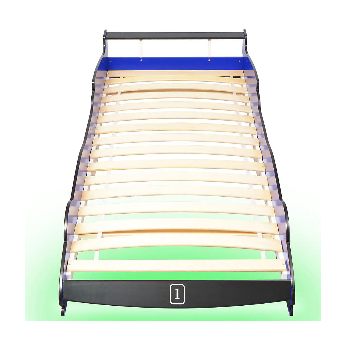 Kinderbett mit LED im Rennwagen-Design 90 x 200 cm Blau Kinderbett