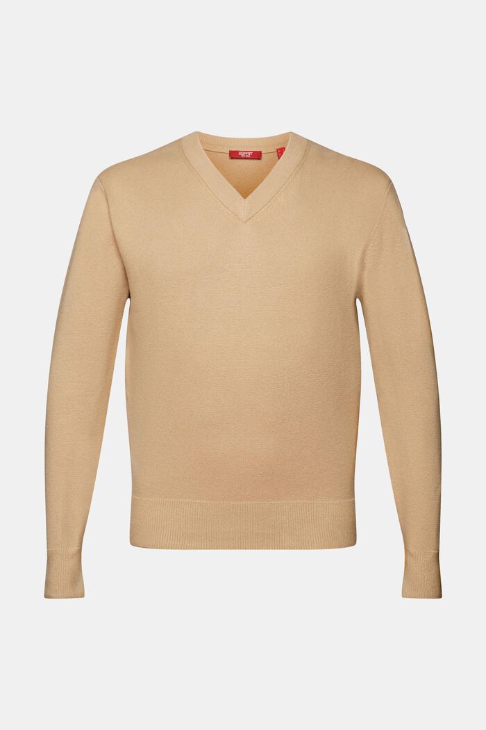 Pullover mit V-Ausschnitt, Wollmix