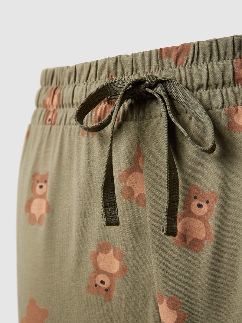 Pyjama-Hose mit Allover-Print in khaki
