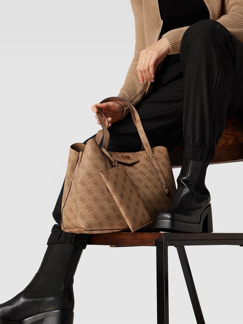 Bowling Bag mit Allover-Logo Modell 'BRENTON GIRLFRIEND' in sand