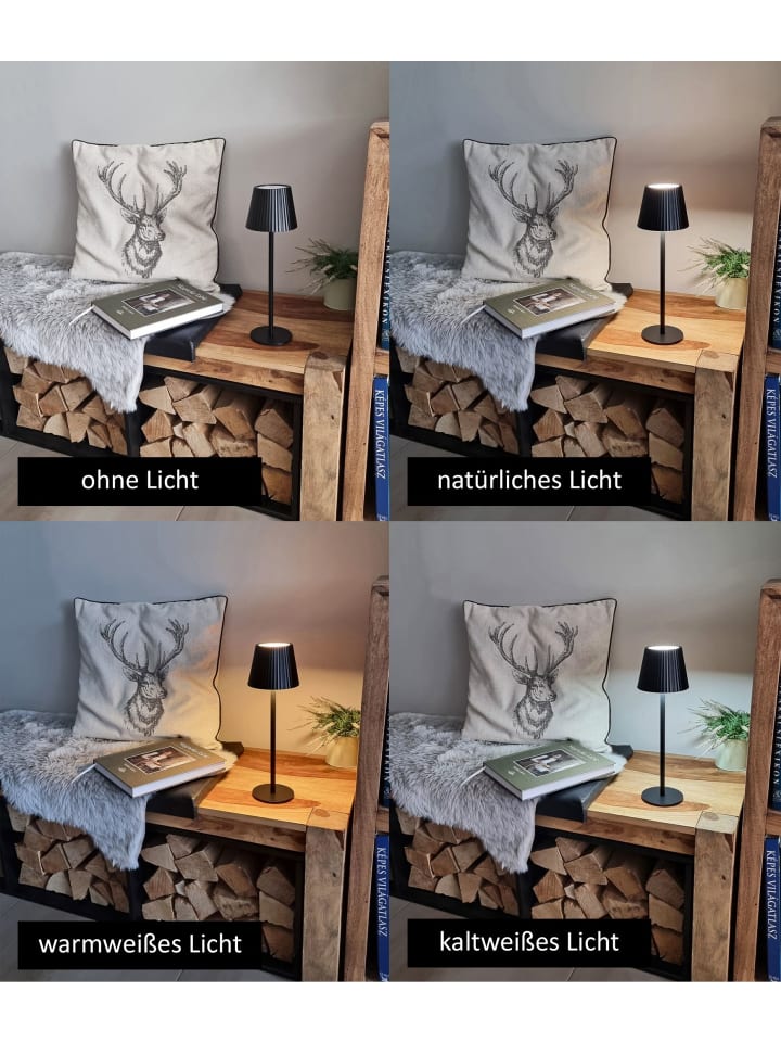 Coen Bakker LED Tischlampe dimmbar Touch Farbwechsler IP44 Innen & Außen 36,5x11cm Schwarz günstig kaufen onesize