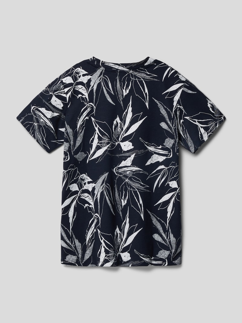 T-Shirt mit Label-Detail Modell 'CRAYON' in marineblau