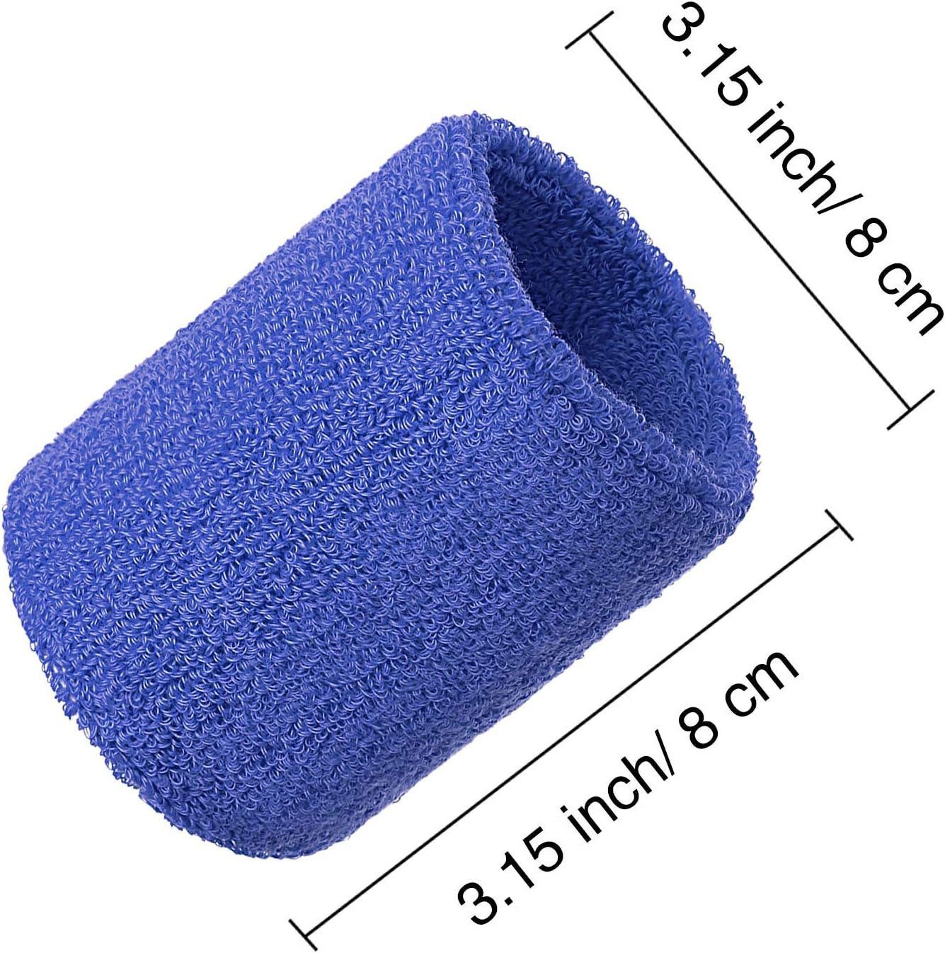 Sarfly Schweißband 12 Stück Sport Armband Baumwolle Schweißband für Männer und Frauen, 85% Baumwolle, 12% Elasthan, 3% Nylon