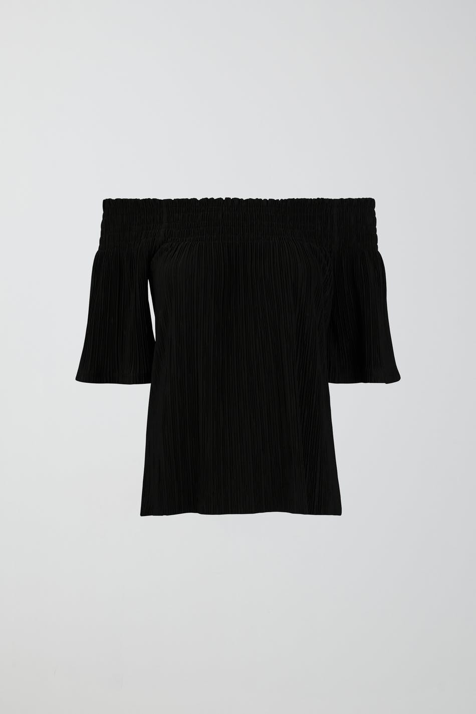 Off shoulder plisse top