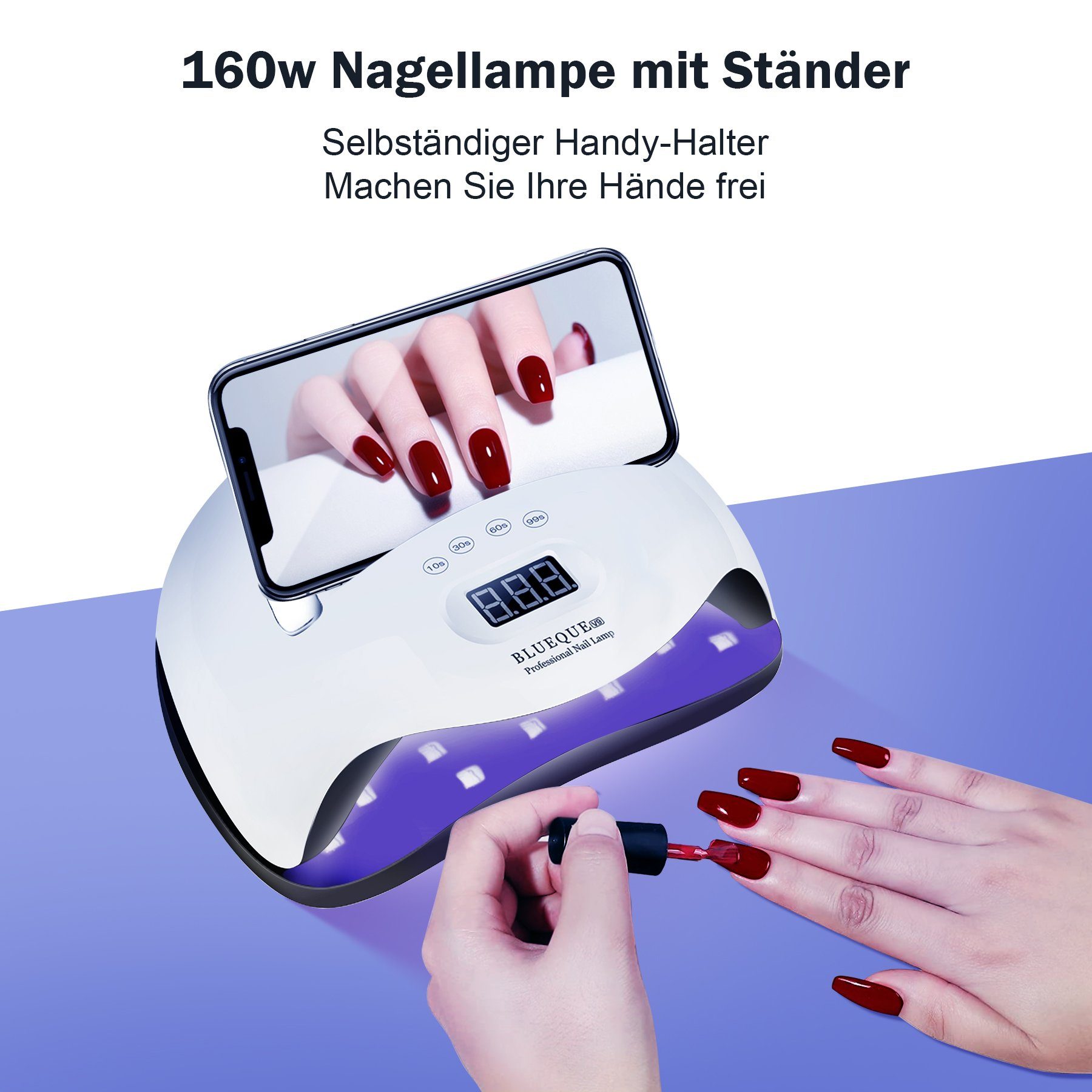 Senmudi Lichthärtungsgerät uv Lampe für Gel Nägel,220W LED UV Nagellampe mit Sensor LCD Display, Professionelle Nagellampe 168W, UV-LED-Lampe verwendet die neueste Dual-Lichtquelle-Technologie