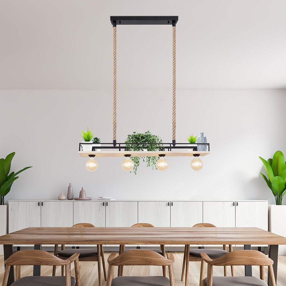 etc-shop Hängeleuchte, Leuchtmittel nicht inklusive, Hängelampe Holzleuchte Deckenleuchte Wohnzimmer