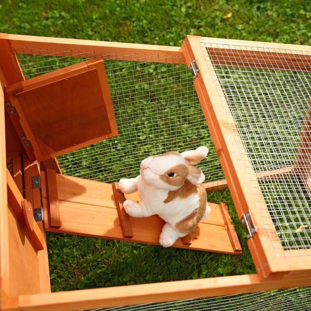 Melko Kleintierstall Kaninchenstall Hasenstall Kleintierstall Holz Braun Hasenkäfig Kaninchenkäfig Freigehege XXL Hühnerstall Hamster, Wetterfest