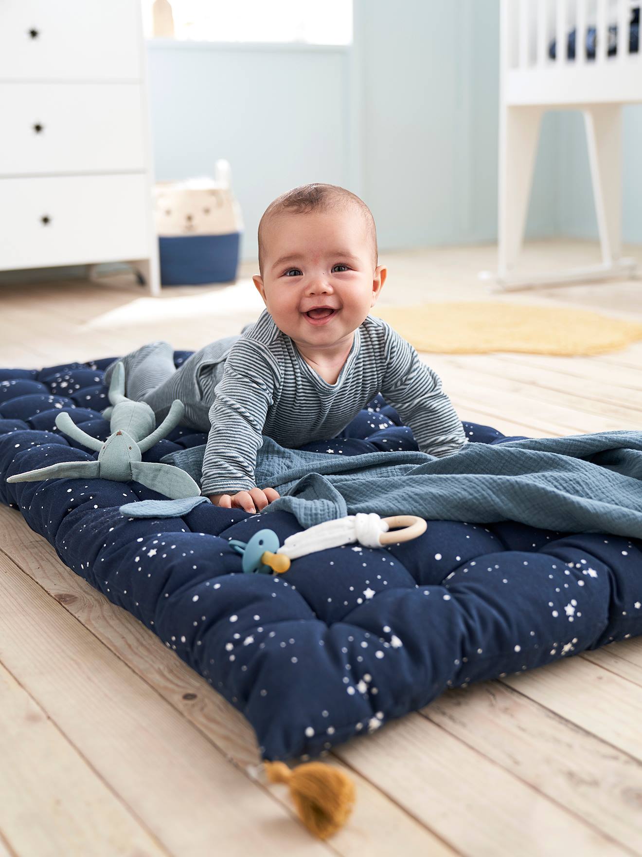Vertbaudet Kinderzimmer Bodenmatratze POLARSTERN mit Quasten - dunkelblau