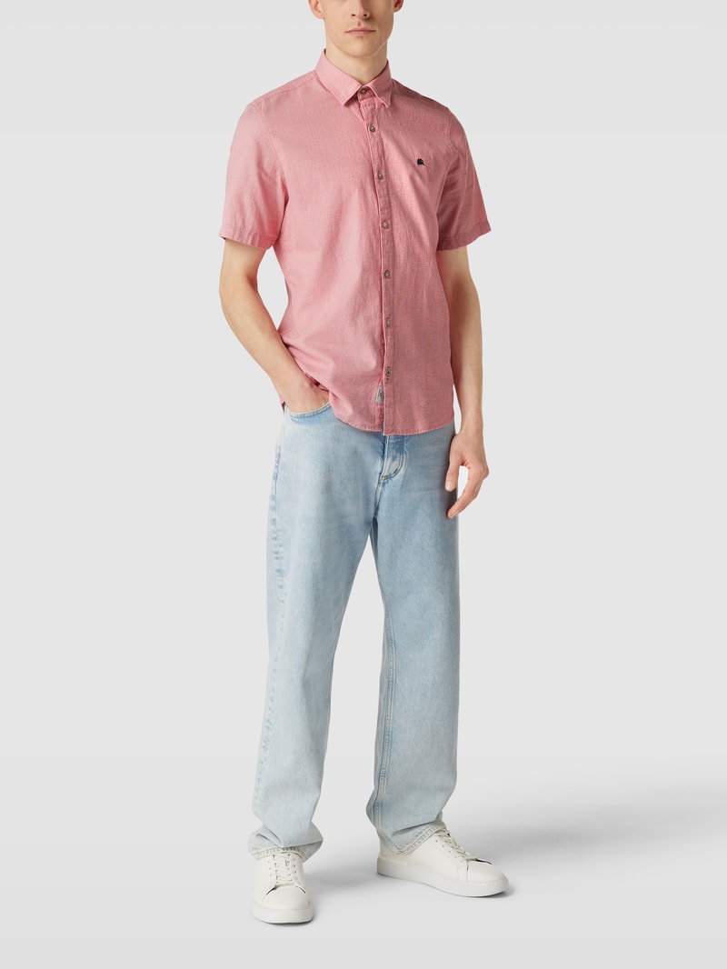 Freizeithemd mit Label-Stitching in hellrot