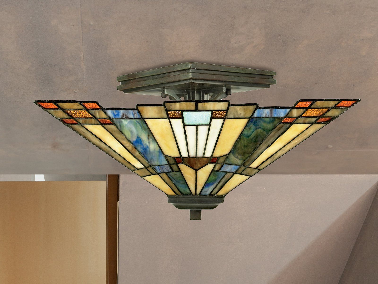 meineWunschleuchte LED Deckenleuchte, LED wechselbar, warmweiß, ausgefallene Tiffany Lampe Designer-lampe für über-n Esstisch, Ø36cm