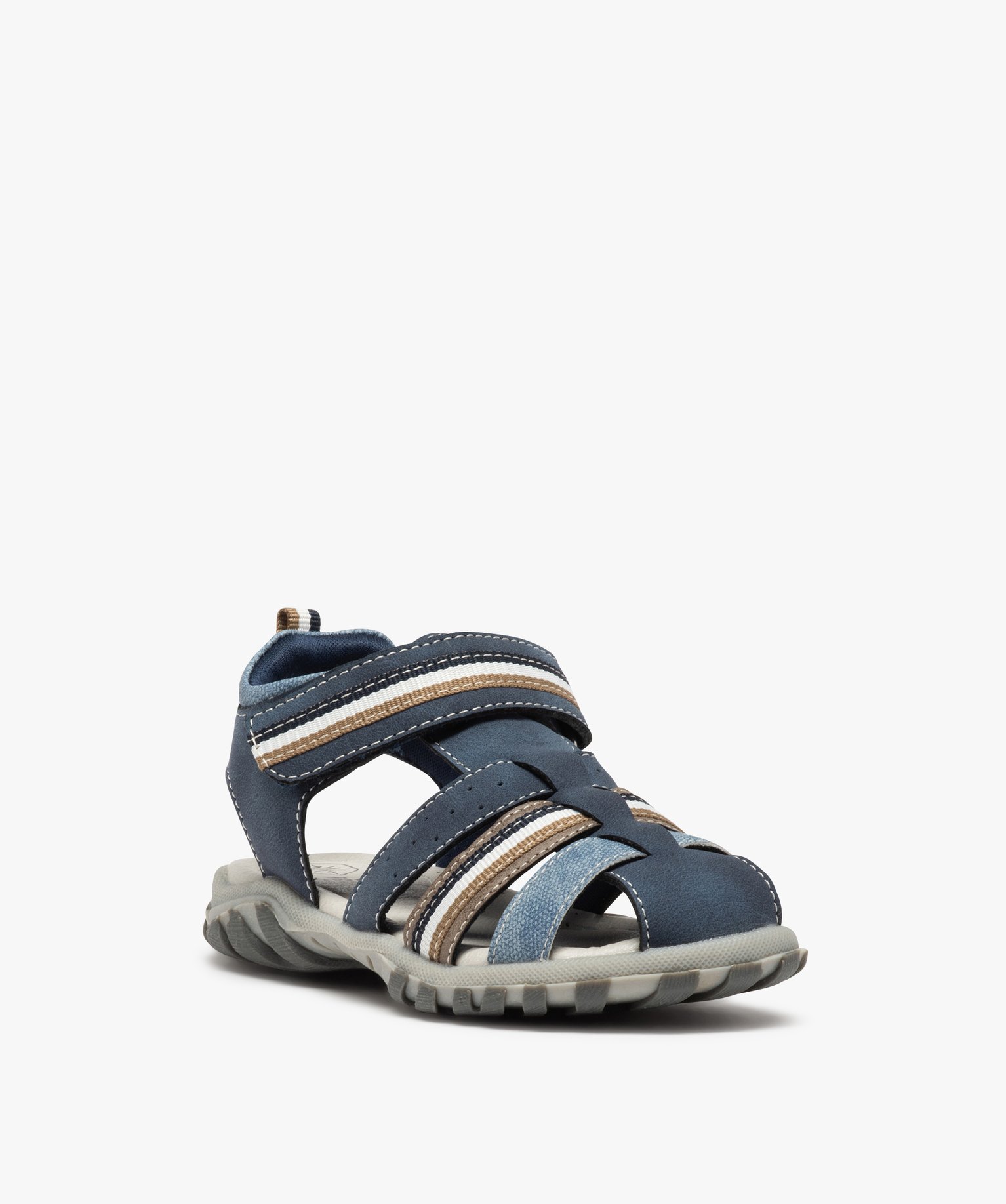 Sandales Garçon multi-brides fermeture scratch bleu | GEMO