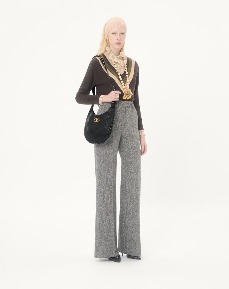 Valentino Garavani Hobo Lille Hobo Taske i Nappa med Chevron Motiv