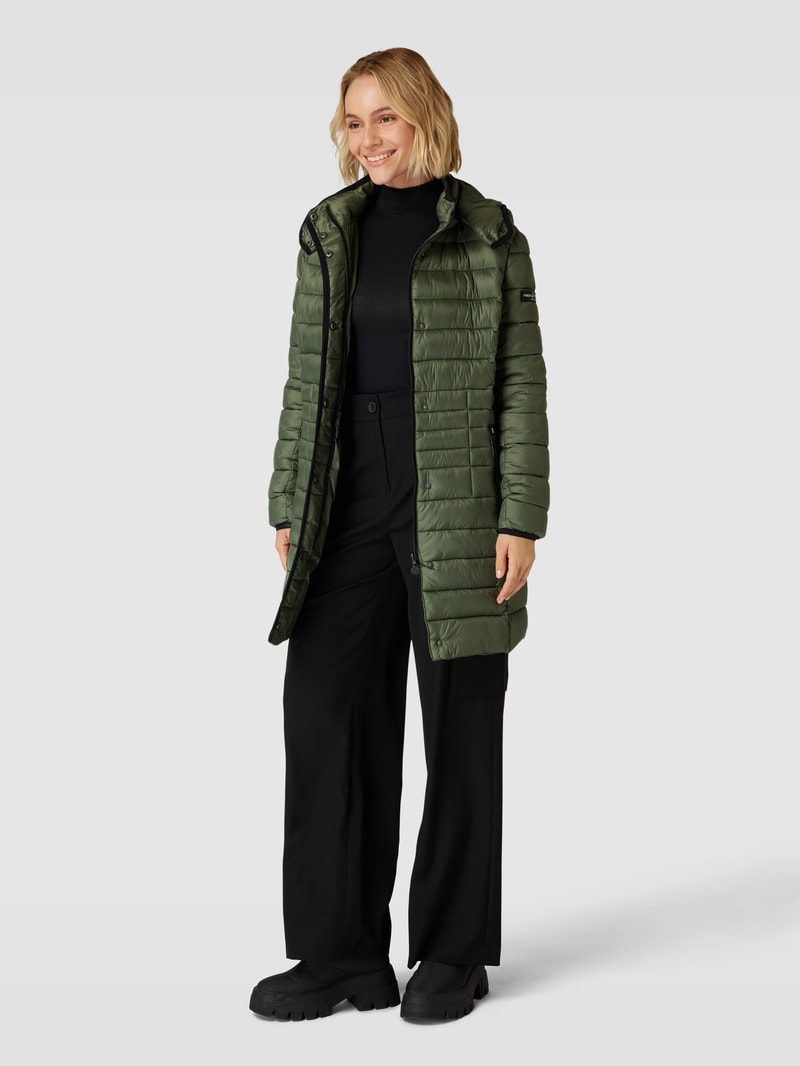 Steppjacke mit Kapuze Modell 'LAURA MAY' in olivgrün