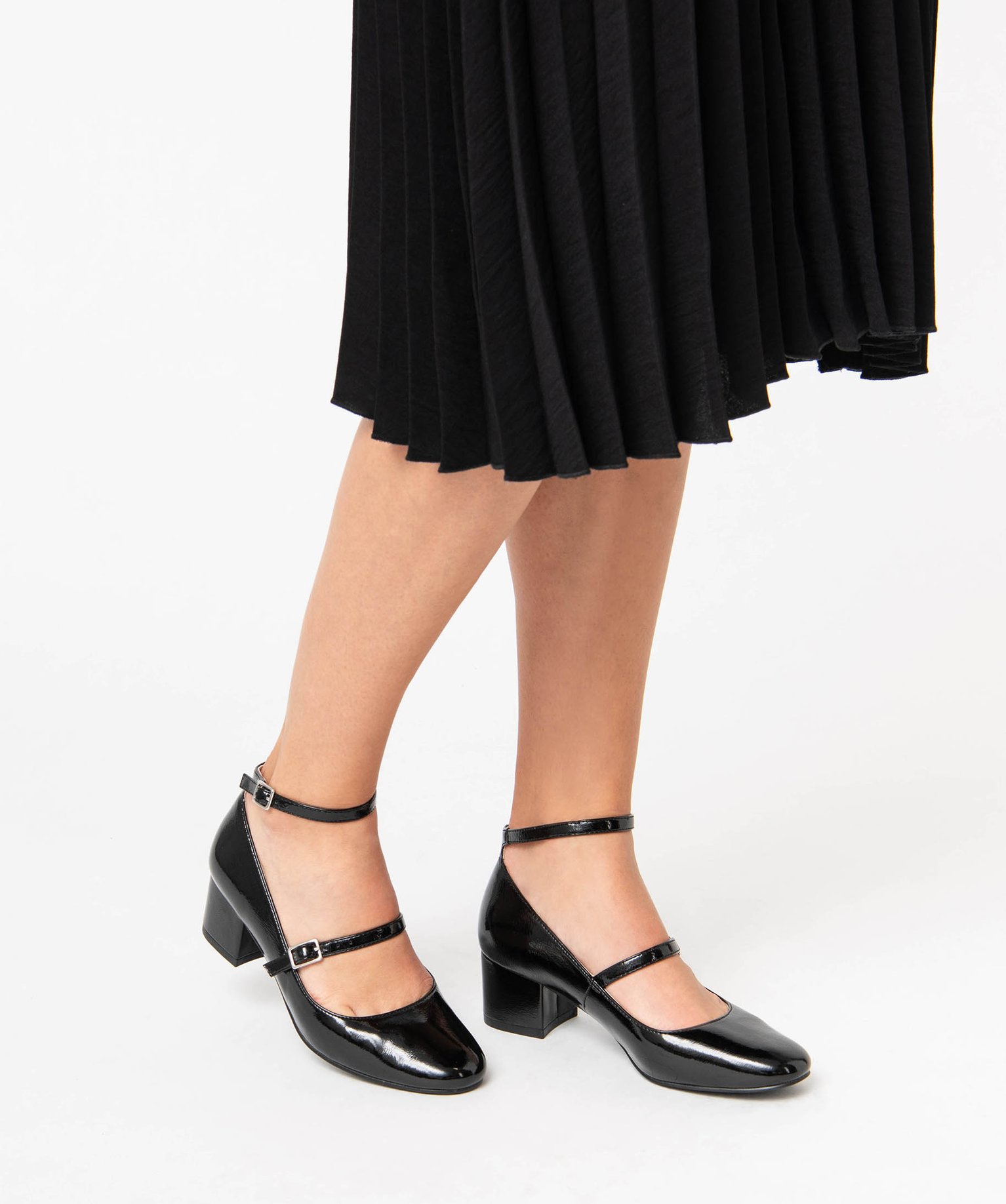 Escarpins vernis femme avec fines brides noir | GEMO