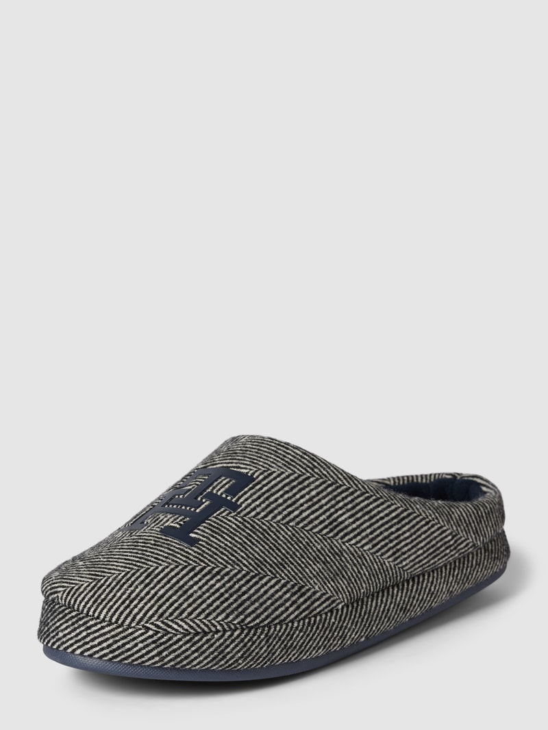Hausschuhe mit Label-Detail Modell 'HERRINGBONE' in schwarz