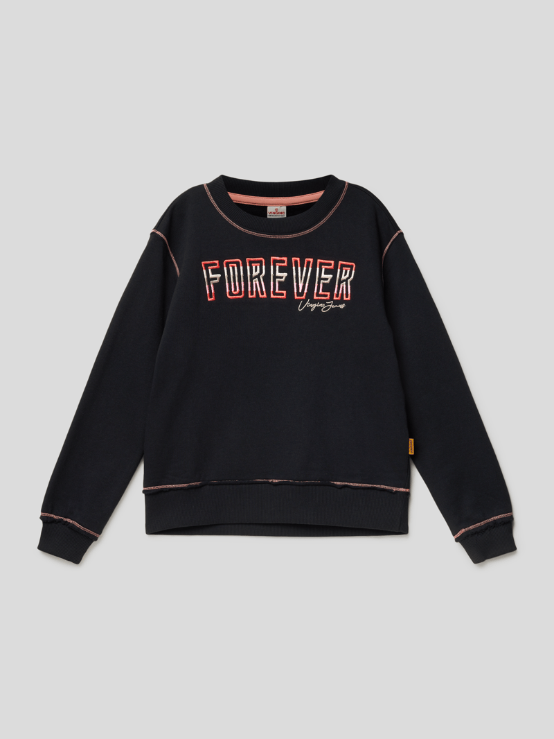 Sweatshirt mit Stickerei Modell 'Niviene' in schwarz