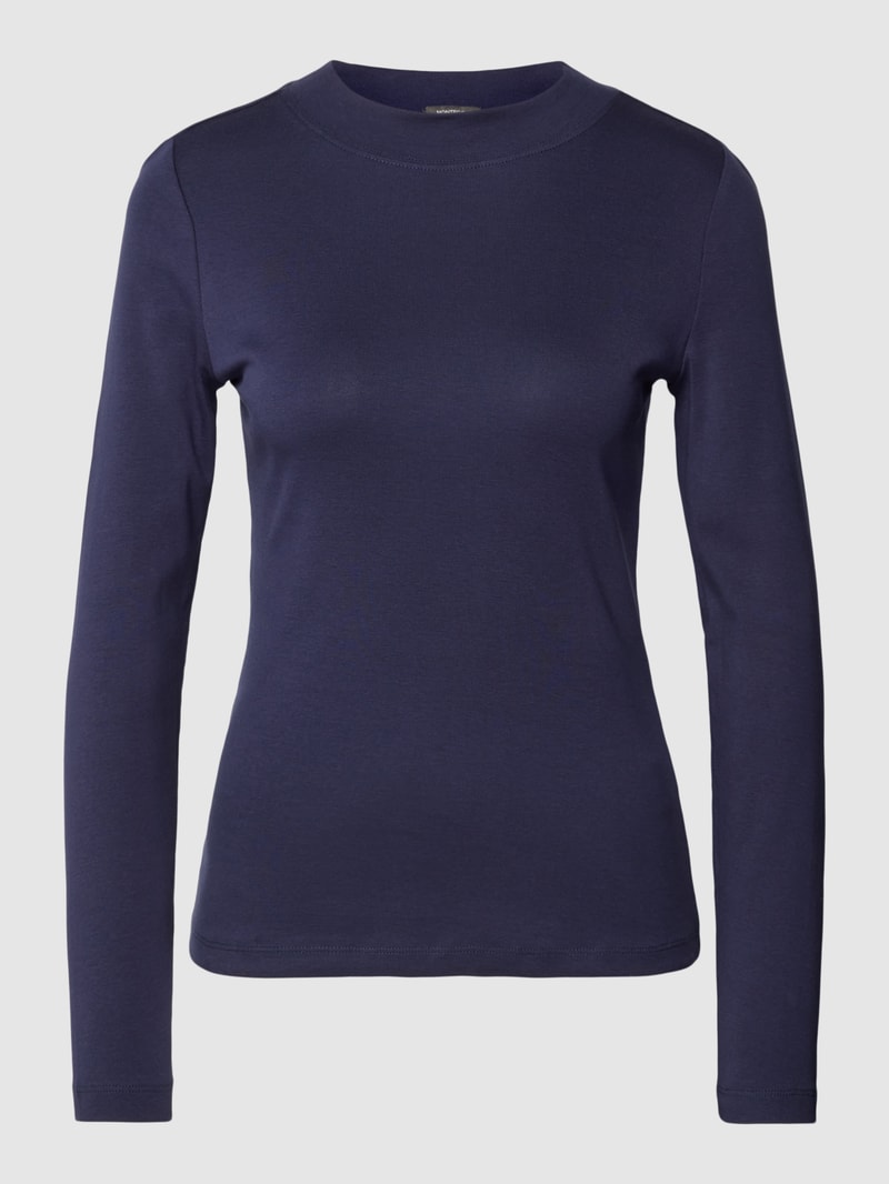 Longsleeve mit geripptem Rundhalsausschnitt in dunkelblau