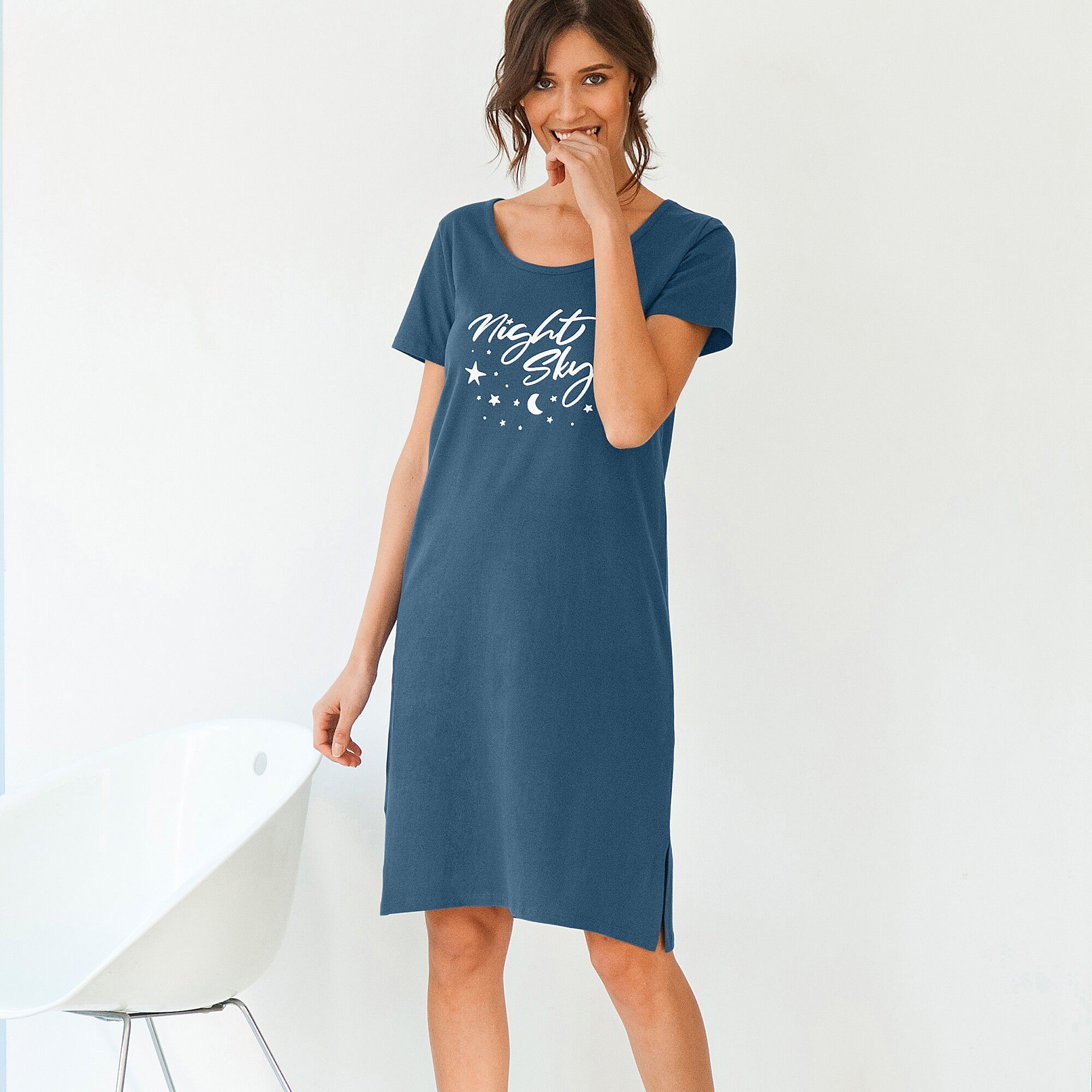 Chemise de nuit courte manches courtes – imprimé night sky