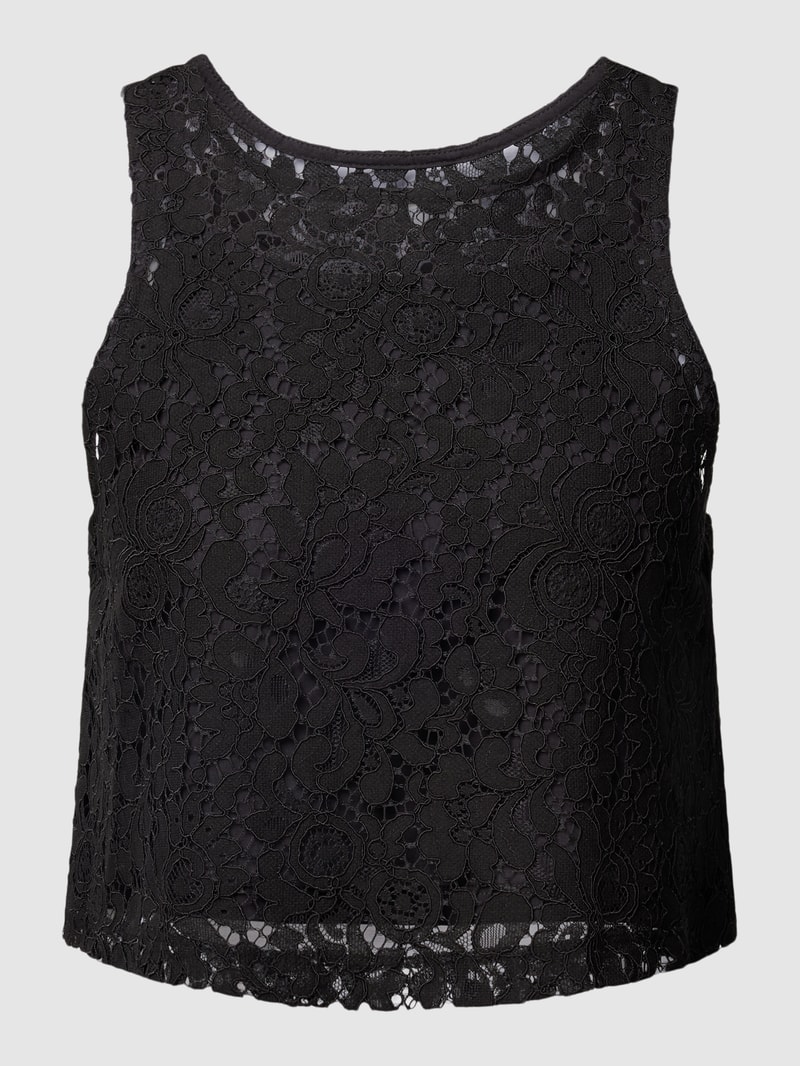 Crop Top mit Lochstickerei Modell 'OBJIBI' in schwarz