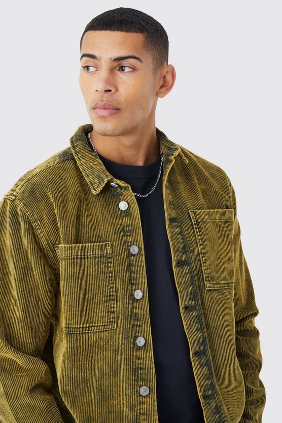 Cord-Overshirt mit Acid-Waschung
