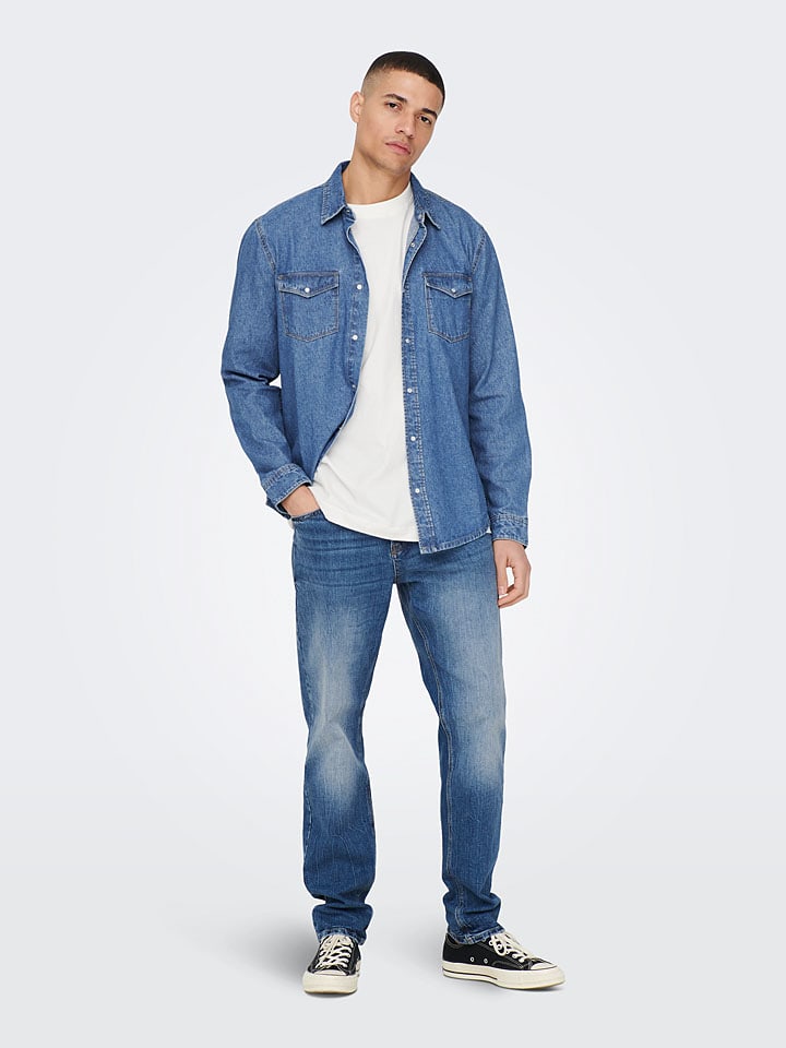ONLY & SONS Jeanshemd - Regular fit - in Blau günstig kaufen